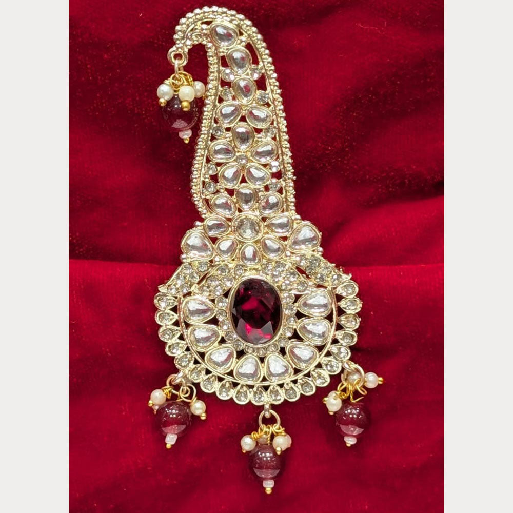 SNERA Maharaja Style Kundan Stone And Pearl Brooch