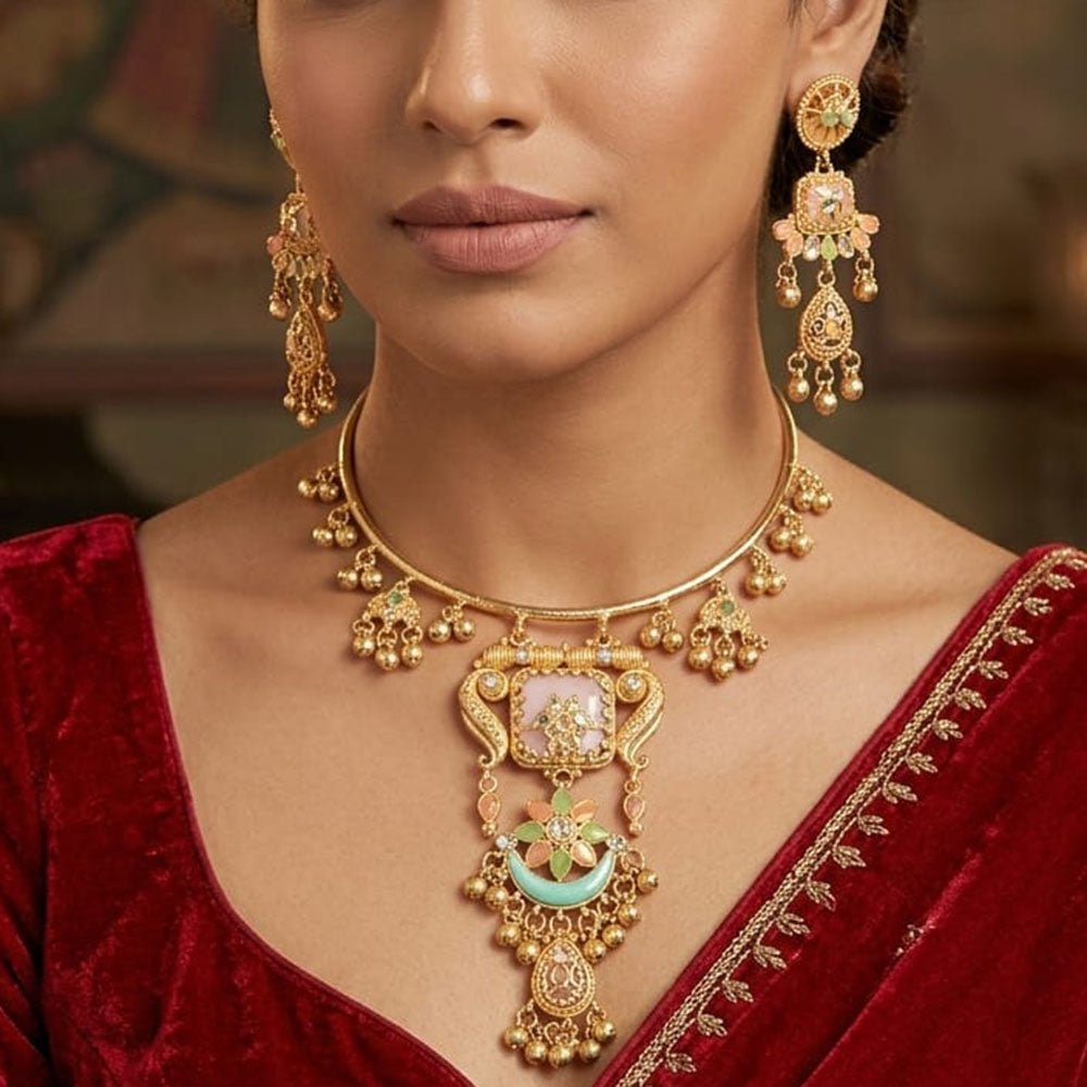 SNERA Graceful Pota Stone And Pearl Necklace Set
