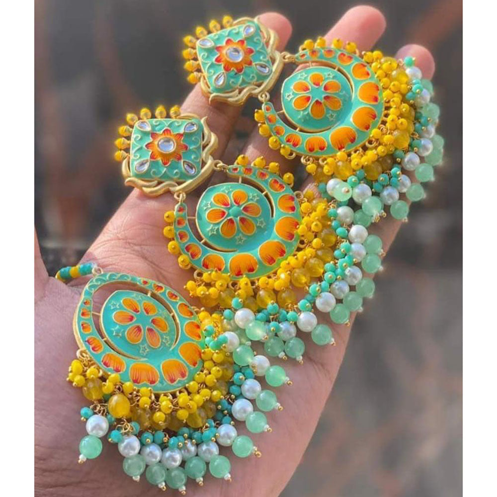 SNERA Ethnic Kundan Stone And Pearl Earrings With Maangtikka