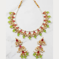 SNERA Party Wear Kundan Stone And Beaded Necklace Set 