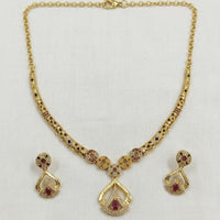 SNERA Traditional Gold Plated Austrian Stone Designer Necklace Set with Earrings