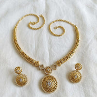 SNERA Traditional Gold Plated Austrian Stone Designer Necklace Set with Earrings