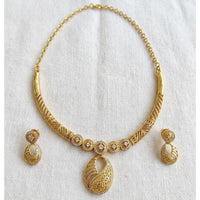 SNERA Traditional Gold Plated Austrian Stone Designer Necklace Set with Earrings