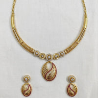 SNERA Traditional Gold Plated Austrian Stone Designer Necklace Set with Earrings
