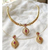 SNERA Traditional Gold Plated Austrian Stone Designer Necklace Set with Earrings