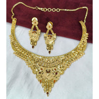 SNERA Traditional Gold Plated Designer Necklace Set with Earrings