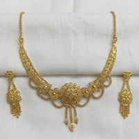SNERA Traditional Gold Plated Designer Necklace Set with Earrings