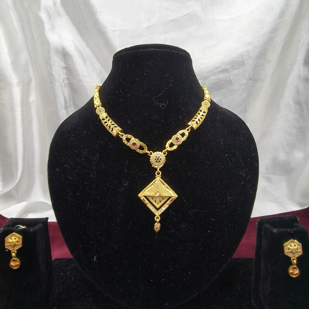 SNERA Traditional Gold Plated Austrian Stone Designer Necklace Set with Earrings