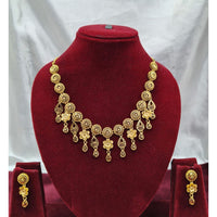 SNERA Traditional Gold Plated Designer Necklace Set with Earrings