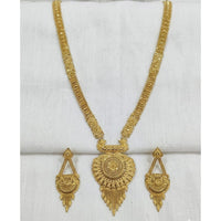 SNERA Traditional Gold Plated Designer Long Necklace Set with Earrings
