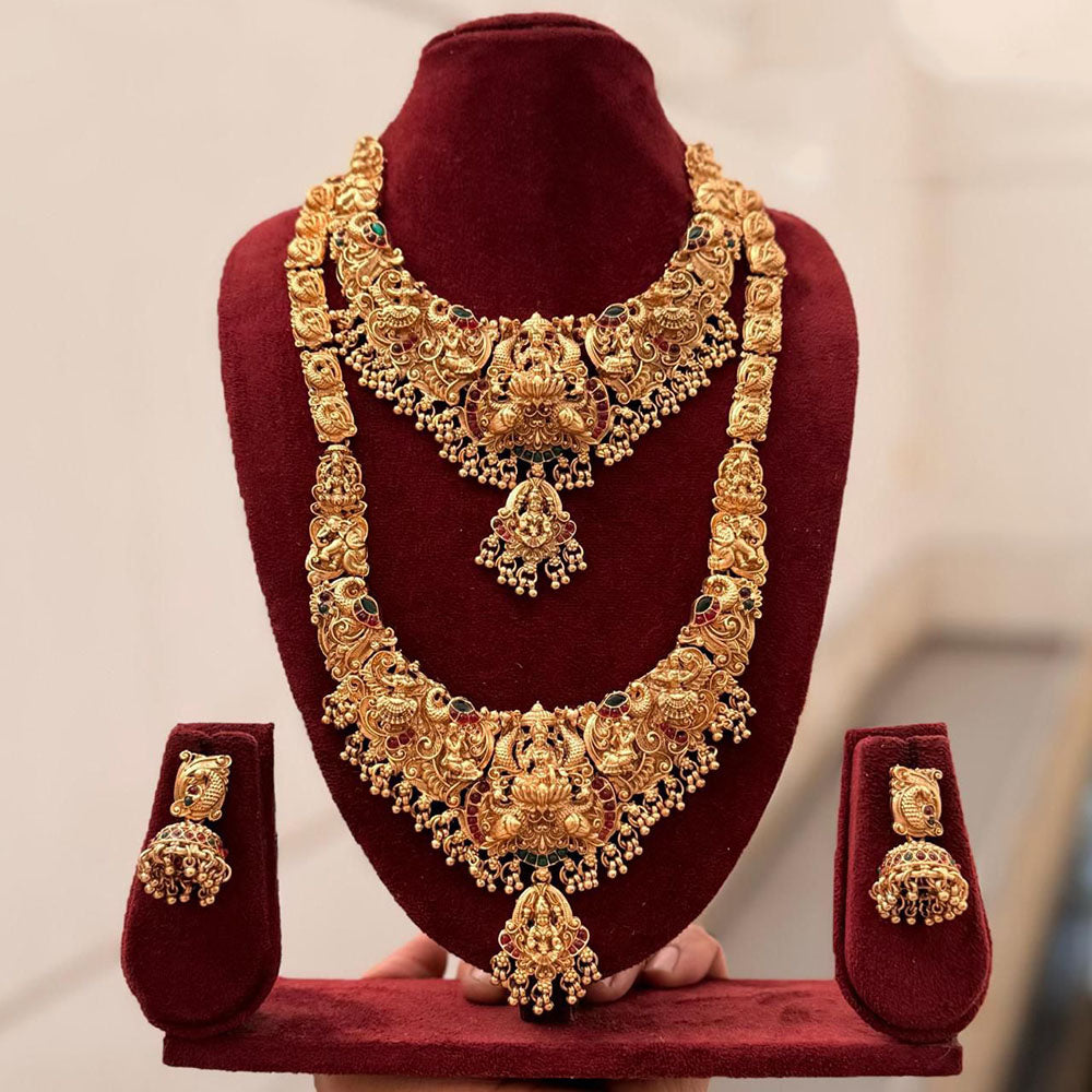 SNERA Graceful Pota Stone And Pearl Temple Double Necklace Set
