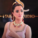 SNERA Party Wear Kundan Stone And Beads Choker Necklace Set 