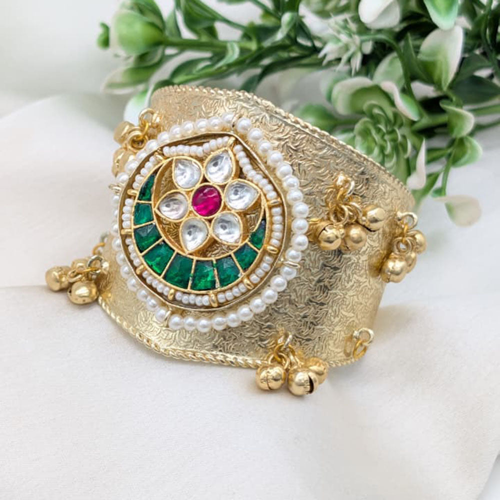 SNERA Kundan Stone And Pearl Ghungroo Designer Bracelet for Women
