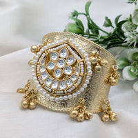 SNERA Kundan Stone And Pearl Ghungroo Designer Bracelet for Women