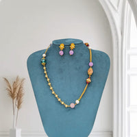 SNERA Pastel Beads Designer Necklace Set With Earrings