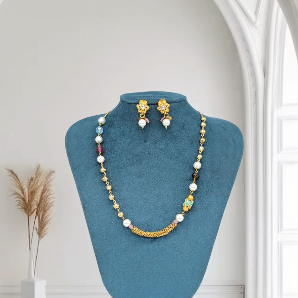 SNERA Pastel Beads Designer Necklace Set With Earrings