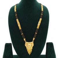 SNERA Gold Plated Black Beads Long Mangalsutra