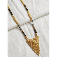 SNERA Gold Plated Black Beads Long Mangalsutra