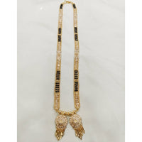 SNERA Gold Plated Black Beads Long Mangalsutra