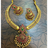 SNERA Gold Plated Pota Stone And Pearl Necklace Set