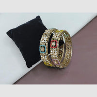 SNERA Elegant Crystal Stone and Pearl Designer Bangles Set