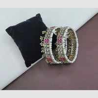 SNERA Elegant  Pota Stone And Pearl Designer  Bangles Set