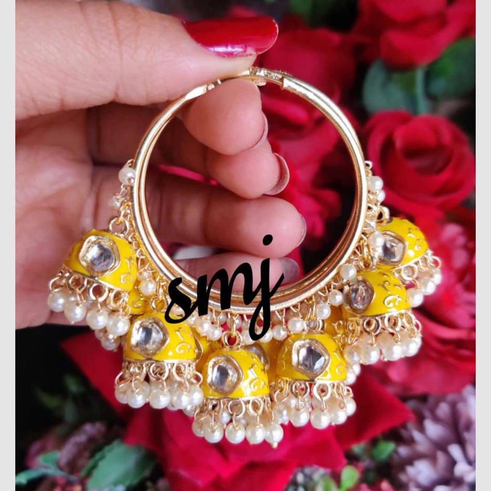 SNERA Traditional Dangler Earrings with Crystal Stones & Pearls