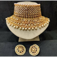 SNERA Classic Grace Crystal Stone  And Pearl Choker Necklace Set
