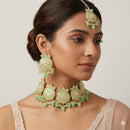 SNERA Classic Grace Crystal Stone  Pearl And Beads Choker Meenakari Necklace Set