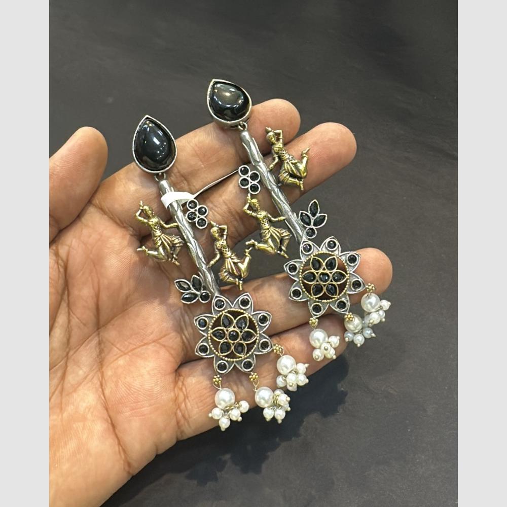 SNERA Graceful Pota Stone And Pearl Designer Dangler Earrings