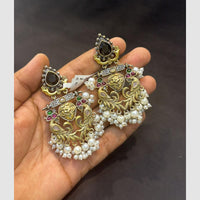 SNERA Graceful Pota Stone And Pearl Peacock Design Dangler Earrings