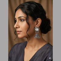 SNERA Oxidised Plated Pearl Jhumki Earrings for Women