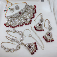 SNERA Premium Kundan Stone And Beads Semi Bridal Necklace Set for Women