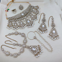 SNERA Premium Kundan Stone And Beads Semi Bridal Necklace Set for Women