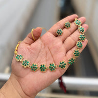 SNERA Gold Plated Ethnic Pota Stone Necklace Set