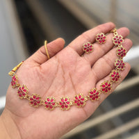 SNERA Gold Plated Ethnic Pota Stone Necklace Set