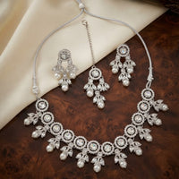 SNERA Elegant Crystal Stone And Pearl Necklace Set Women