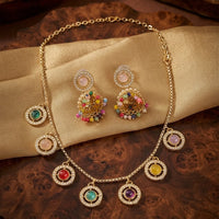 SNERA Elegant Crystal Stone And Pearl Necklace Set Women