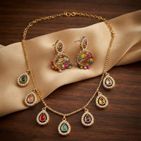 SNERA Elegant Crystal Stone And Pearl Necklace Set Women