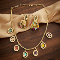 SNERA Elegant Crystal Stone And Pearl Necklace Set Women