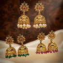 SNERA Gold Plated Luxury Pota Stone And Pearl Jhumki Earrings