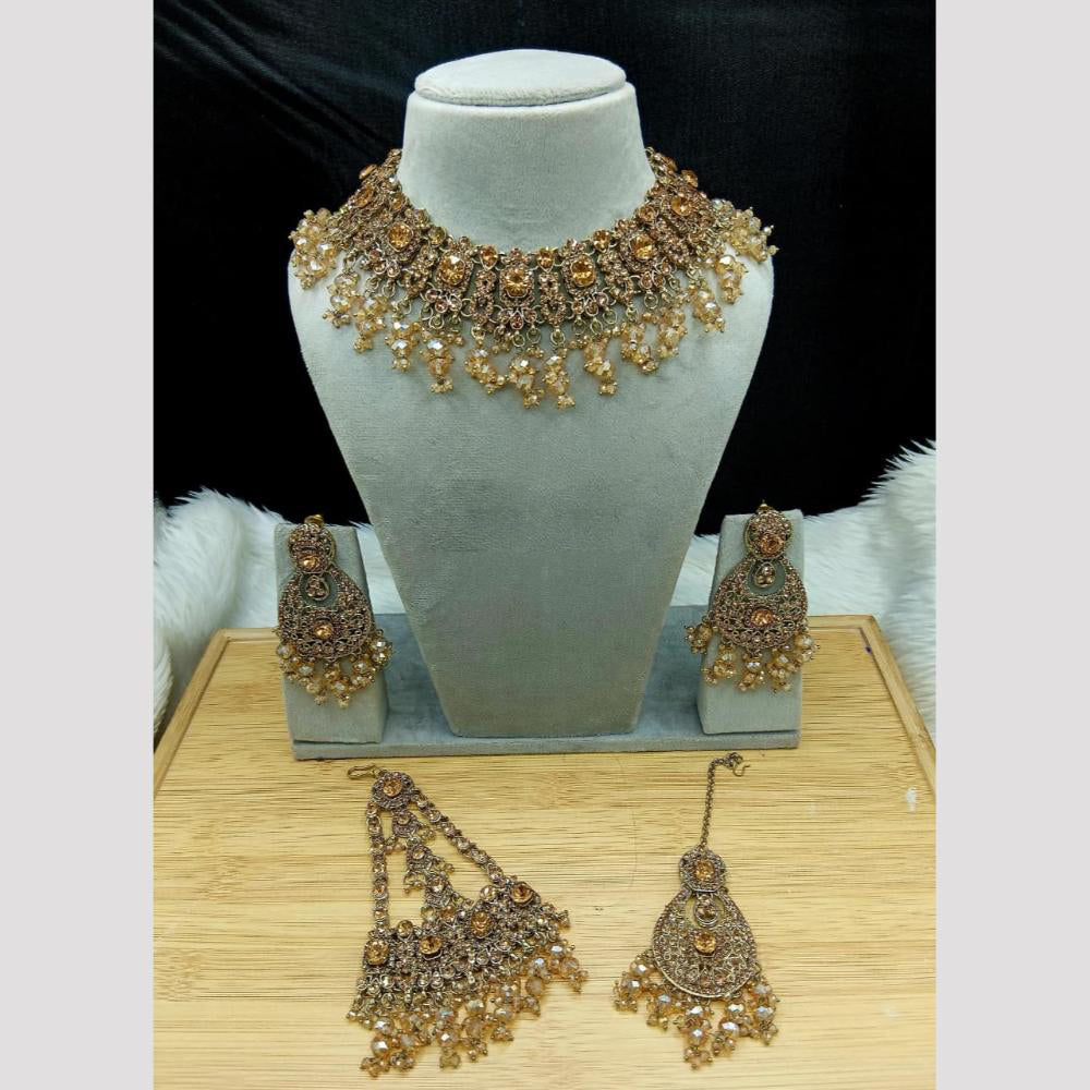 SNERA Elegant Crystal Stone And Pearl Necklace Set Women