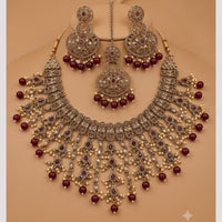 SNERA Elegant Crystal Stone And Pearl Necklace Set Women