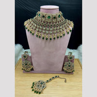 SNERA Elegant Crystal Stone And Pearl Choker Necklace Set Women