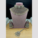 SNERA Elegant Crystal Stone And Pearl Choker Necklace Set Women