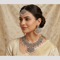 SNERA Elegant Crystal Stone And Pearl Necklace Set Women