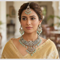 SNERA Elegant Crystal Stone Beads And Pearl Necklace Set Women