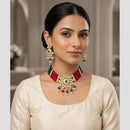 SNERA Premium Kundan Stone And Beads Choker Necklace Set