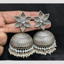 SNERA Oxidised Plated Pota Stone And Pearl Jhumki Earrings for Women
