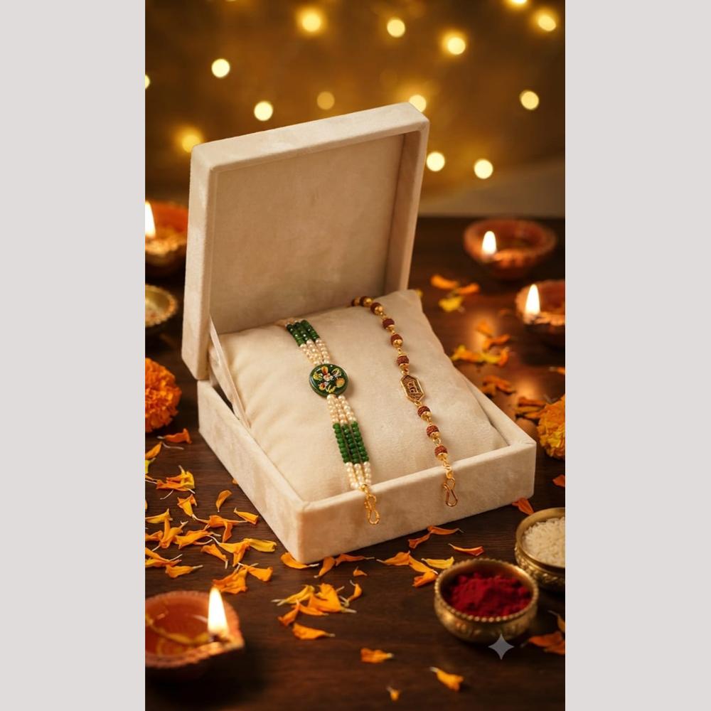 SNERA Designer Meenakari And Pearl Rakhi for Bhaiya Bhabhi